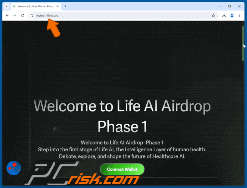 Appearance of Life AI Airdrop scam