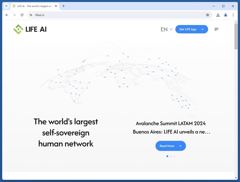 Life AI Airdrop Scam real website (lifeai.io)