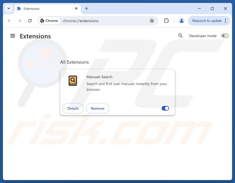 Removing manualssearch.com related Google Chrome extensions