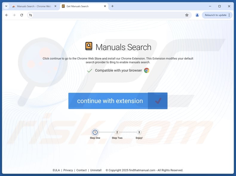 Website used to promote Manuals Search browser hijacker