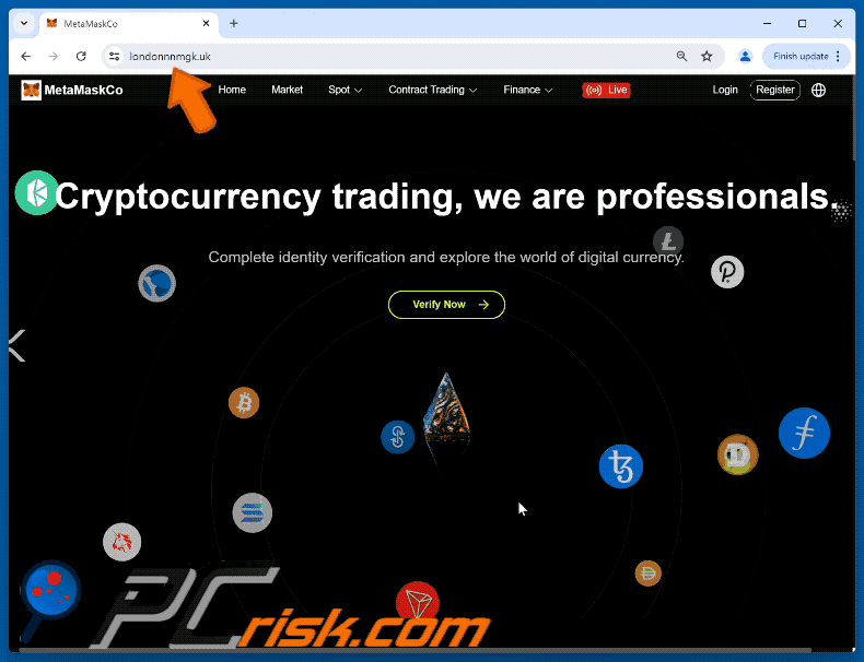 Appearance of the fake MetaMask Identity Verification website (GIF)