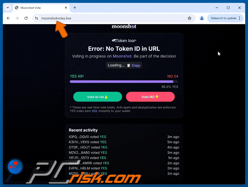 Appearance of Moonshot Voting scam