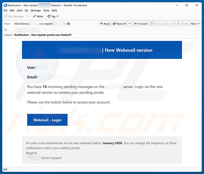 New Webmail Version email scam (2025-12-30)