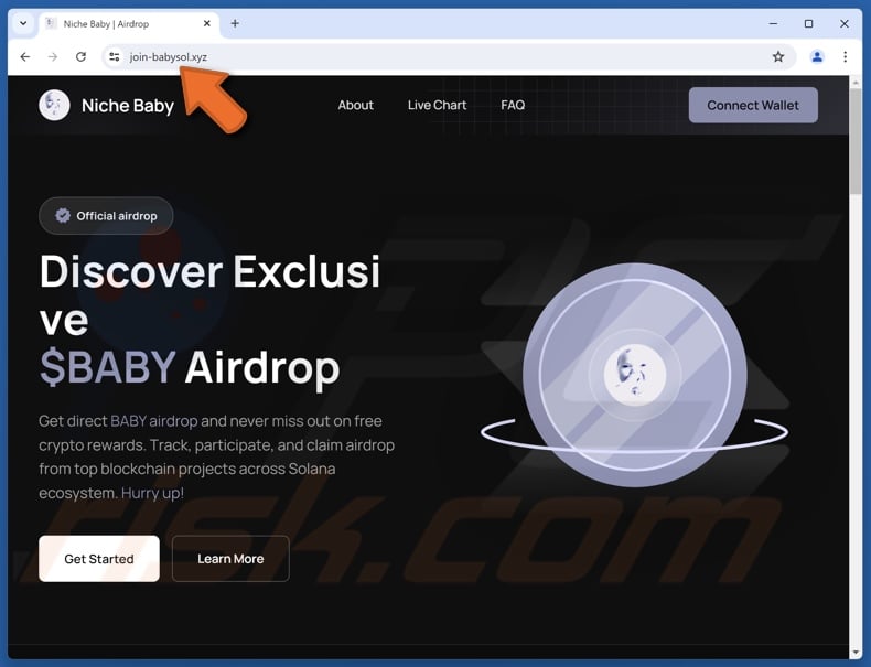Fake Niche Baby ($BABY) Airdrop website