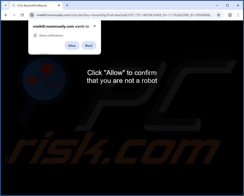 nummusely[.]com pop-up redirects