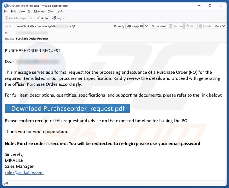 Email Account Failure Notice email spam campaign