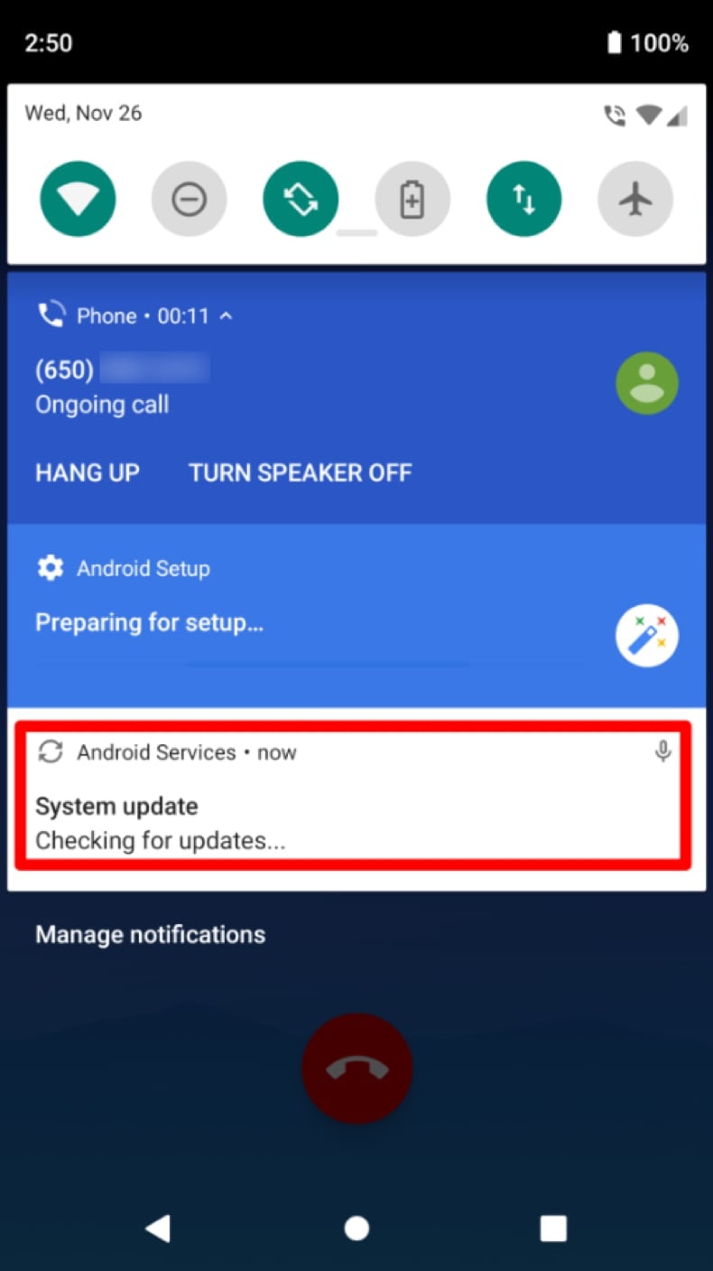 ResidentBat Spyware message shown while recording phone call
