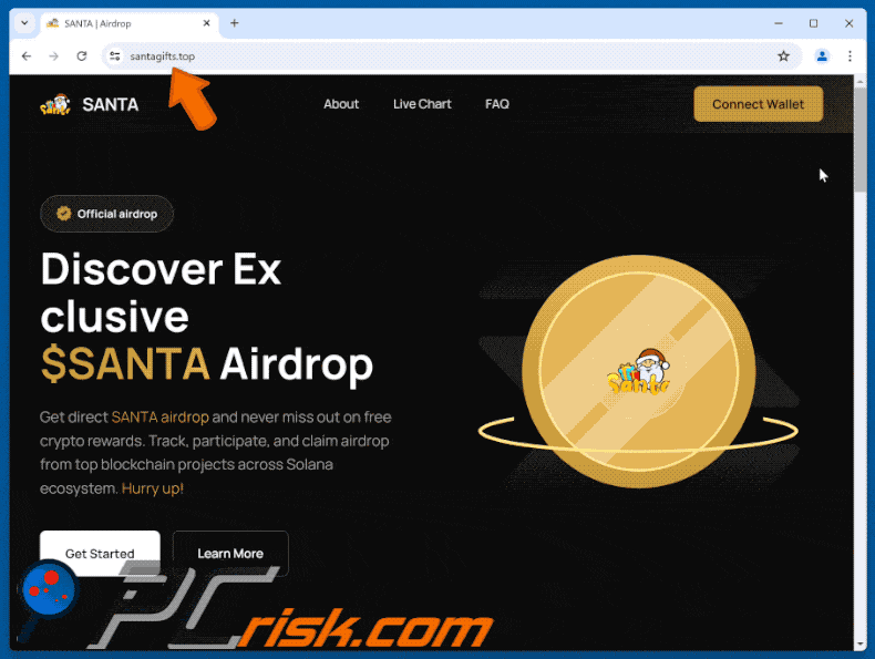 Appearance of Santa Airdrop scam