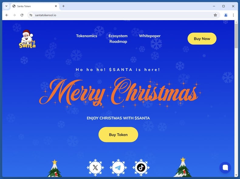 Santa Airdrop Scam real website (santatokensol.io)