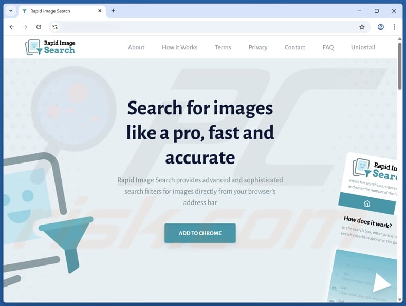 Website used to promote Rapid Image Search browser hijacker