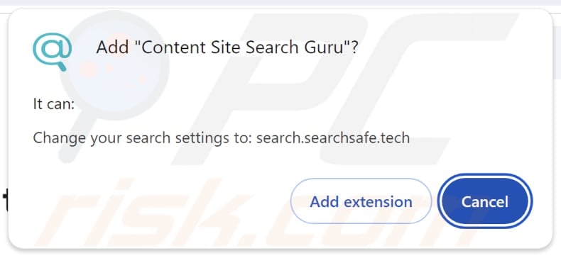 Content Site Search Guru browser hijacker asking for permissions