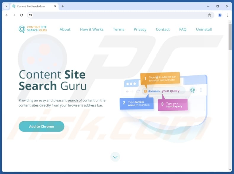 Website used to promote Content Site Search Guru browser hijacker