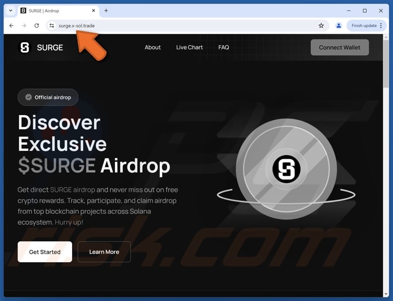 Fake Surge Airdrop website