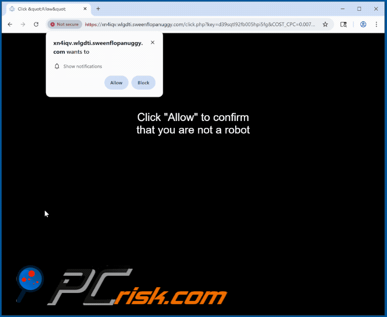 sweenflopanuggy[.]com website appearance (GIF)