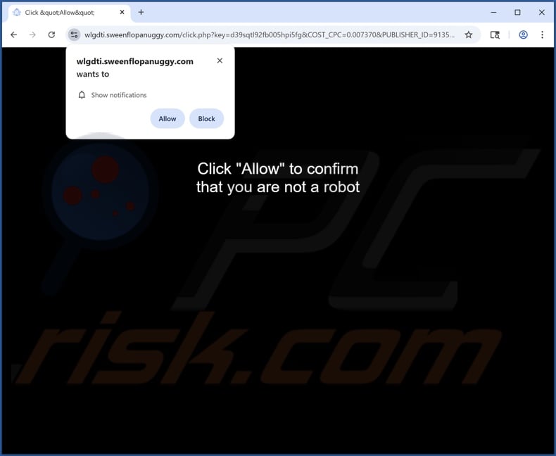 sweenflopanuggy[.]com pop-up redirects