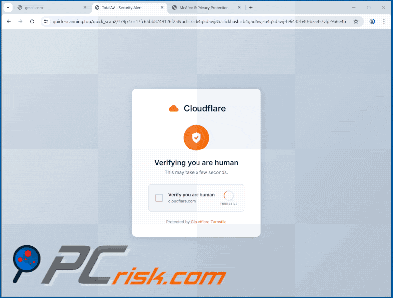 Appearance of TotalAV - Security Threat Detected scam