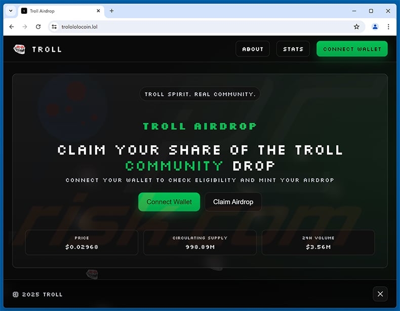 Troll coin airdrop drainer website (2025-12-01)