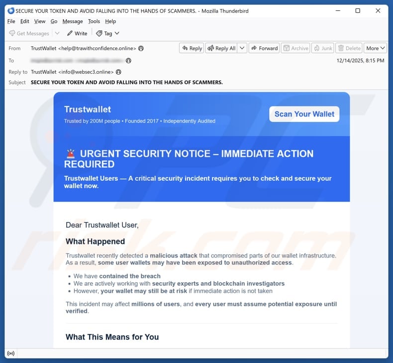Email Account Failure Notice email spam campaign