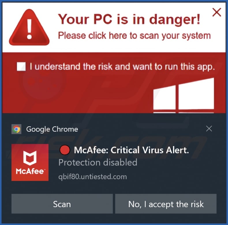 Ad delivered by the untiested[.]com webpage