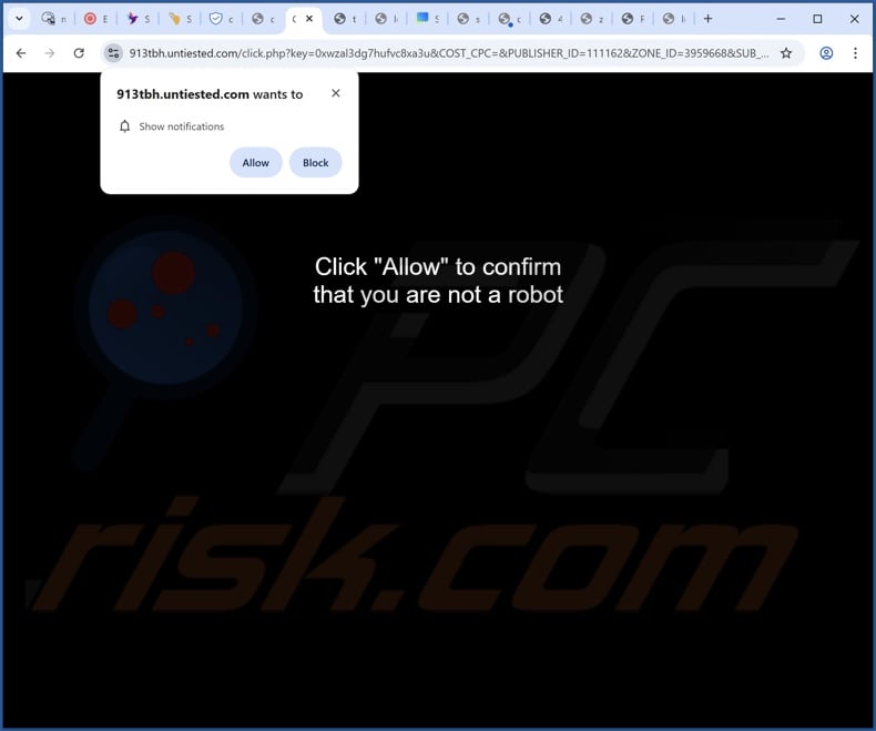 untiested[.]com pop-up redirects