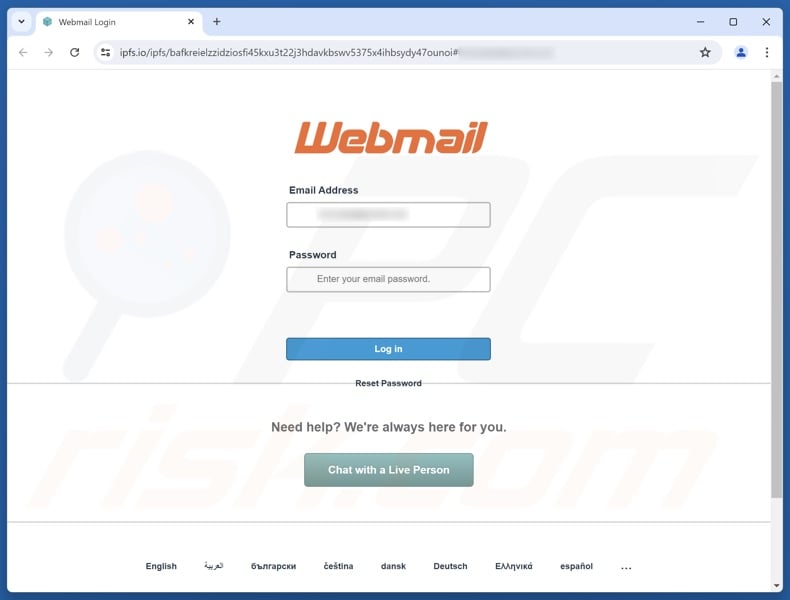 Urgent Action Required scam email promoted phishing site