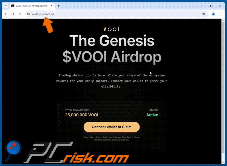 Appearance of VOOI Airdrop Scam scam