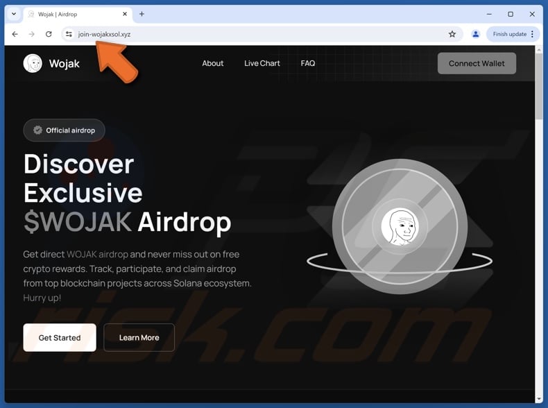 Fake Wojak Airdrop website