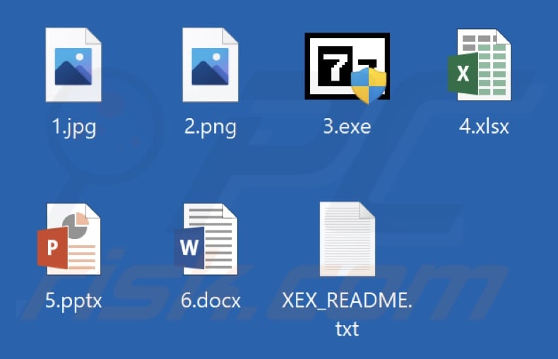 Files encrypted by XEX ransomware (no added extension)