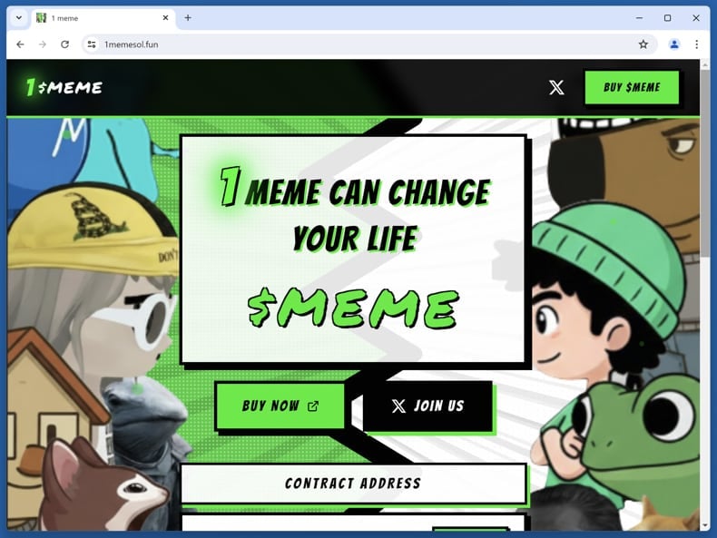 1 meme can change your life ($MEME) Airdrop Scam real website (1memesol.fun)
