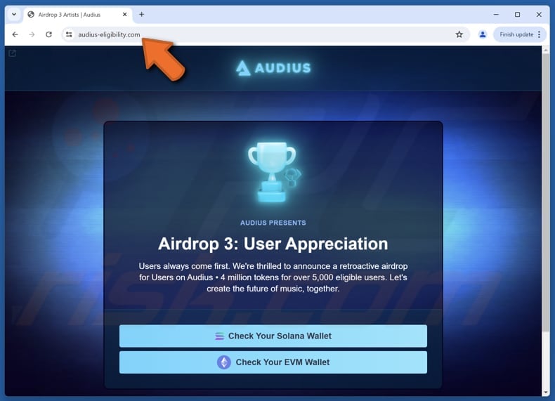Audius ($AUDIO) Airdrop scam