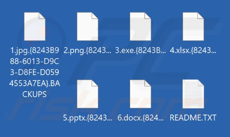 Files encrypted by Backups ransomware (.BACKUPS extension)