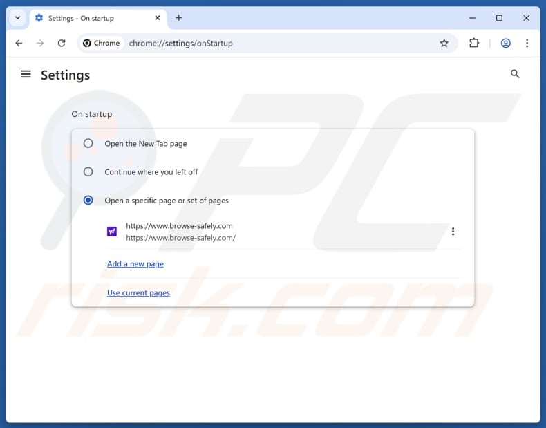 Removing browse-safely.com from Google Chrome homepage