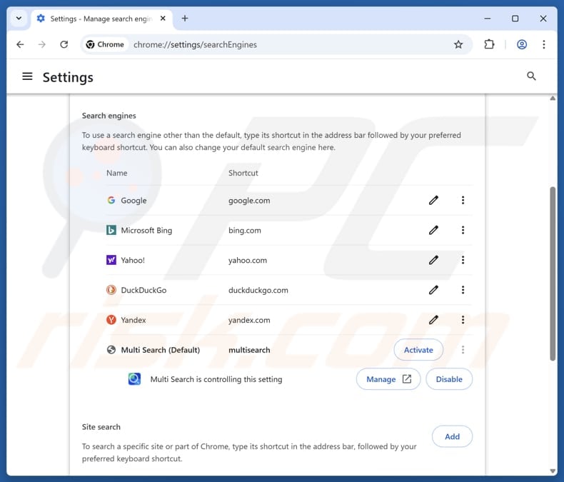 Removing browse-safely.com from Google Chrome default search engine