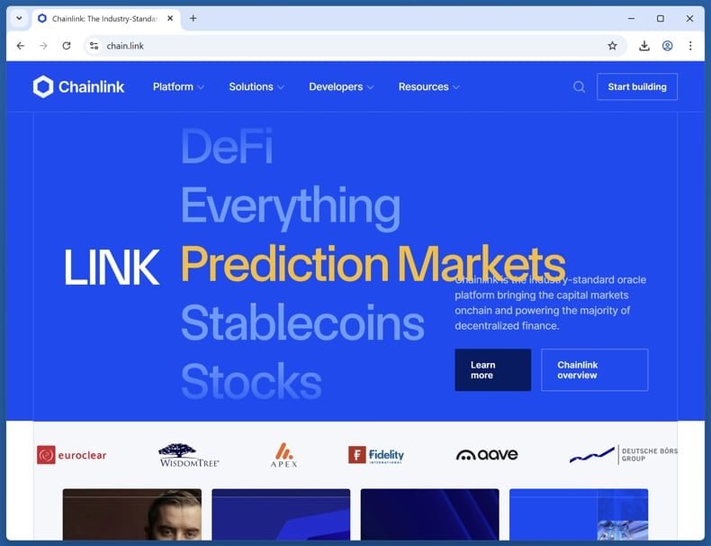 Chainlink Airdrop Scam real website (chain.link)