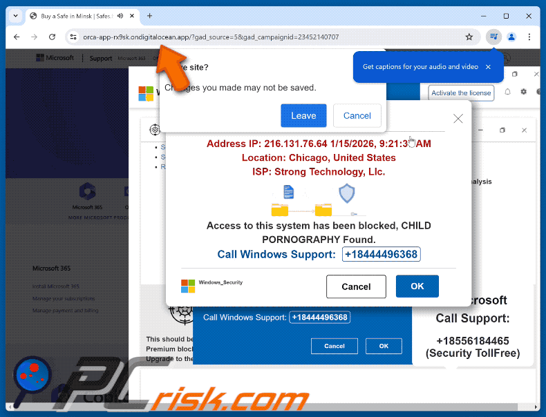 Appearance of Child Pornography Found scam (GIF)