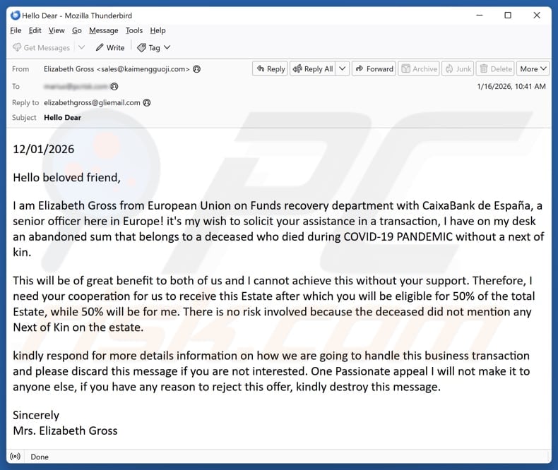 Email Account Failure Notice email spam campaign