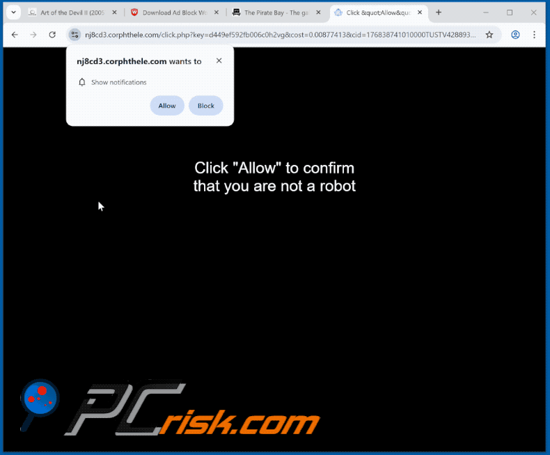 corphthele[.]com website appearance (GIF)