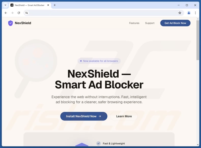 NexShield extension promotional site