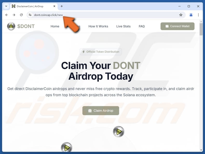 DisclaimerCoin ($DONT) Airdrop scam