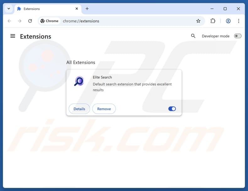 Removing elitesearchhub.com related Google Chrome extensions