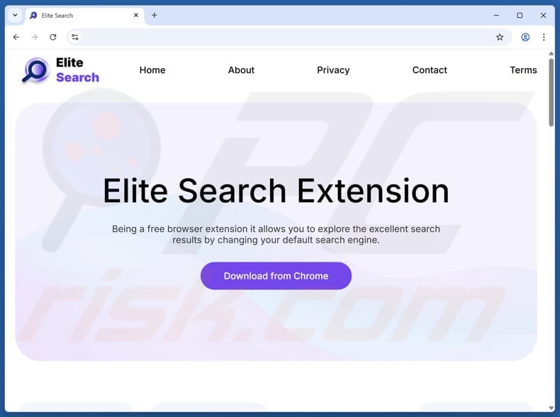 Website used to promote Elite Search browser hijacker
