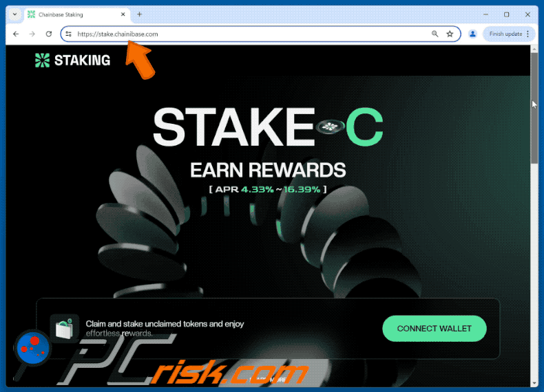 Appearance of the fake Chainbase Staking website (GIF)