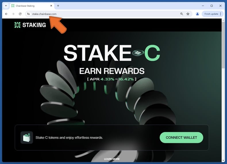 Appearance of the real Chainbase Staking website (stake.chainbase.com)