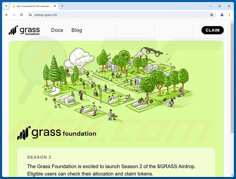 Grass Airdrop scam website (airdrop-grass[.]info)