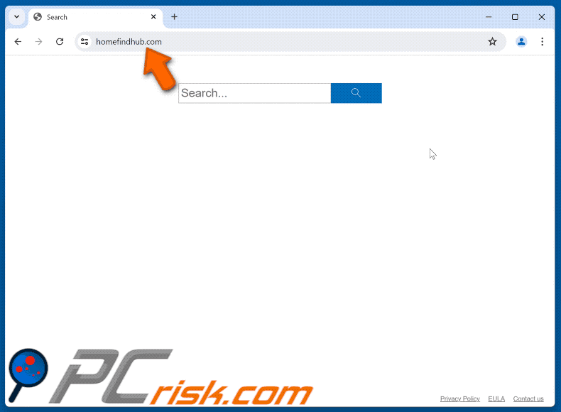 homefindhub.com redirect through websearchesportal.com to Bing (GIF)