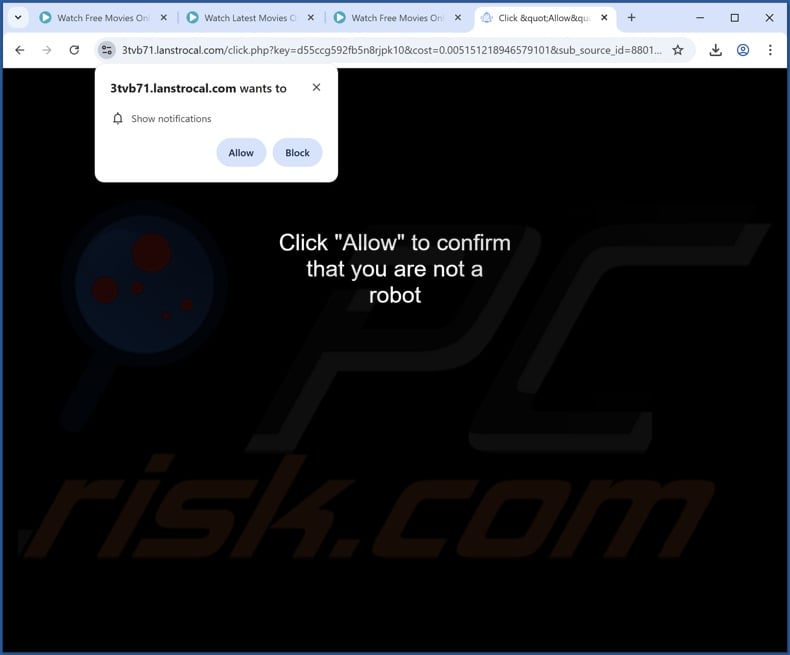 lanstrocal[.]com pop-up redirects