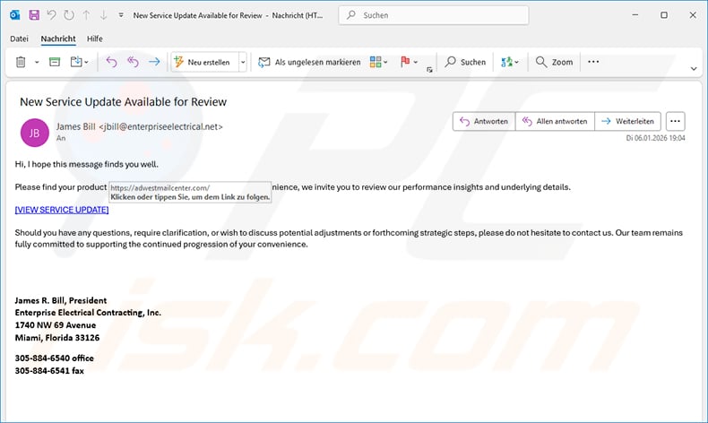 Spam email spreading LogMeIn malware