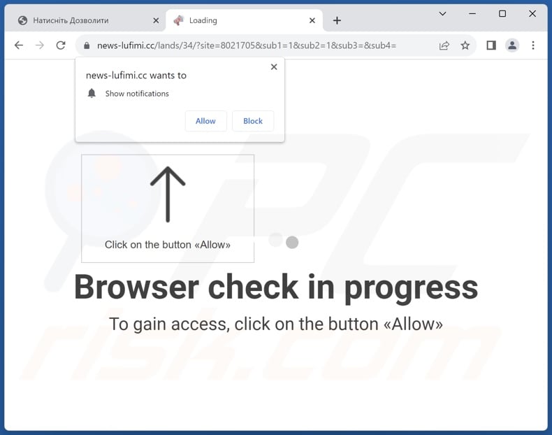 news-lufimi[.]cc pop-up redirects