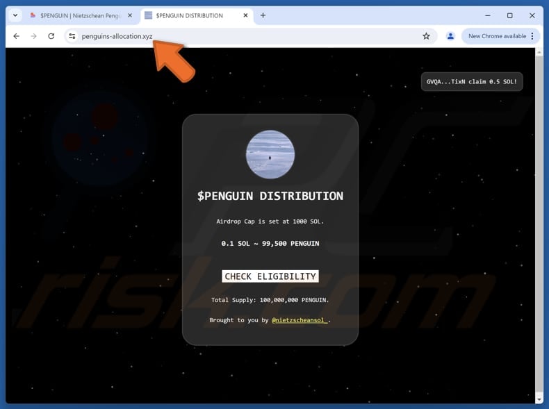 Nietzschean Penguin ($Penguin) Airdrop Scam another scam site