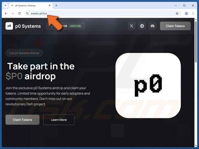 p0 Systems ($P0) Airdrop scam